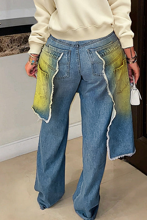 Street Ripped And Spray Painted 2 In 1 Jeans*