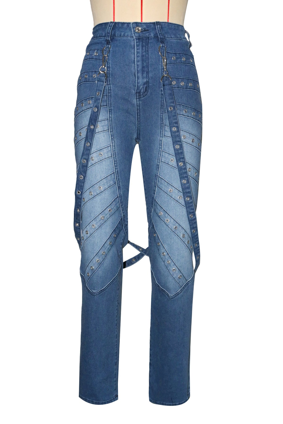 Stylish Metal Studded Straight Leg Jeans*