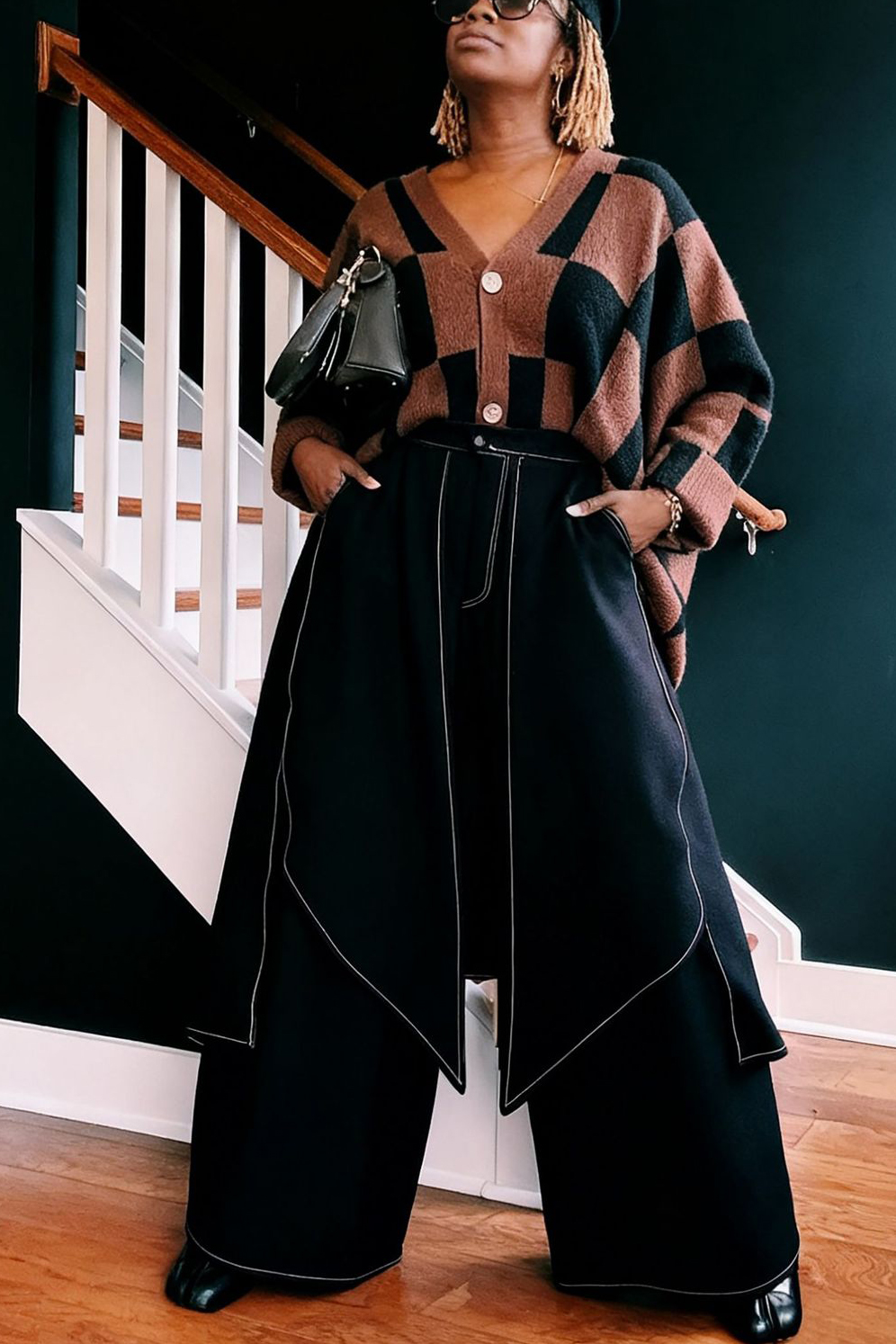 Fashionable Dark Style Irregular Layered Skirt Pants*