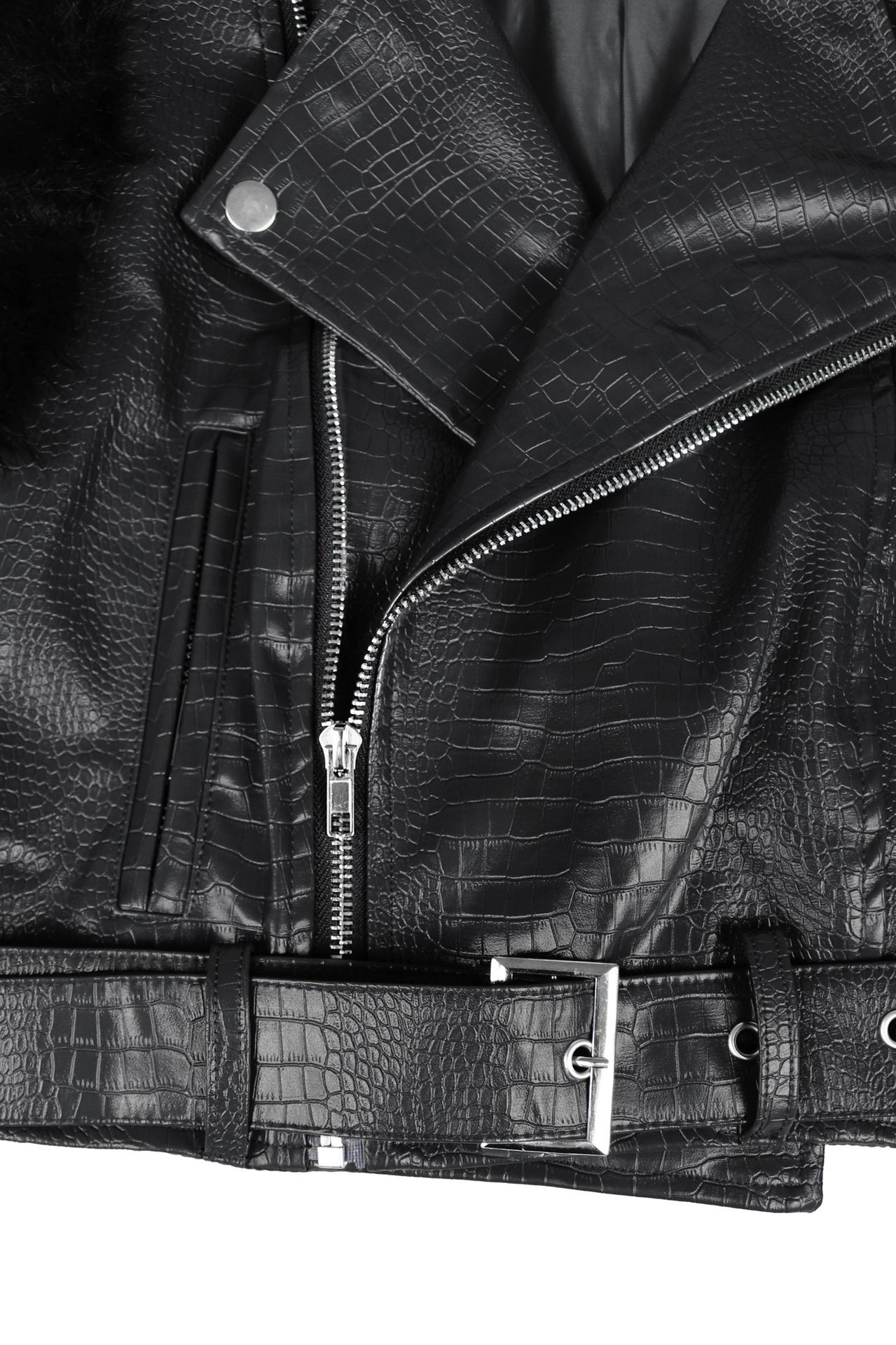 Street Style Patchwork Fur Motorcycle Short Jacket*