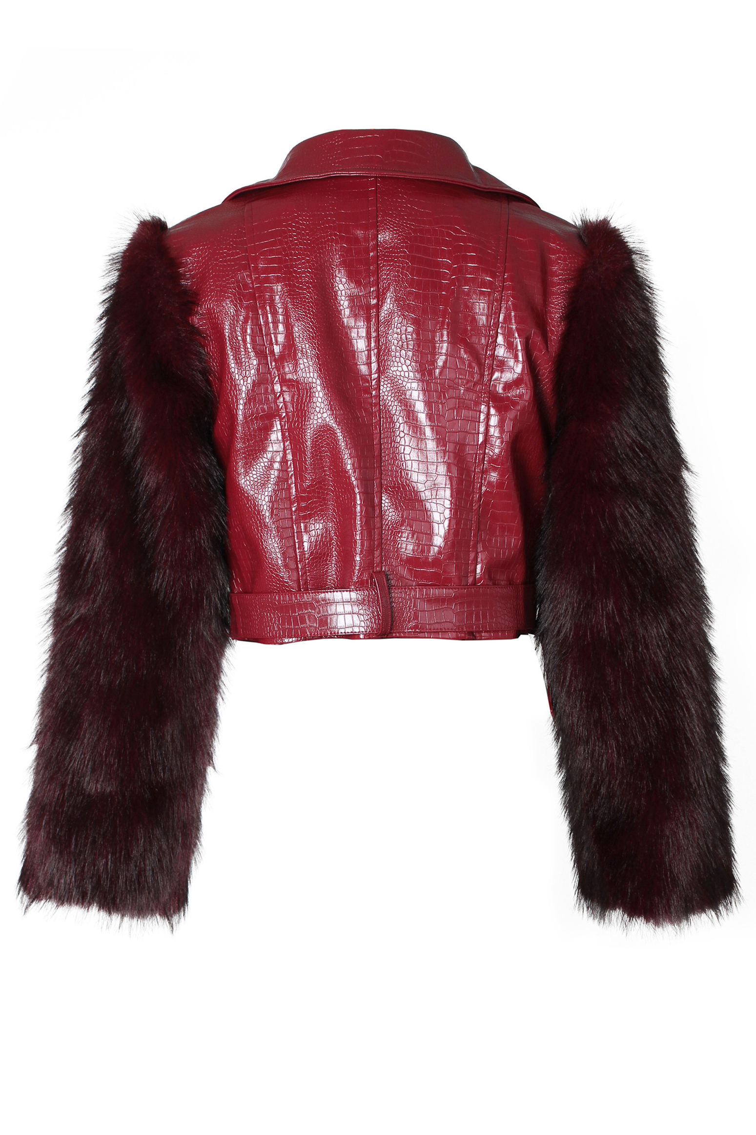Street Style Patchwork Fur Motorcycle Short Jacket*