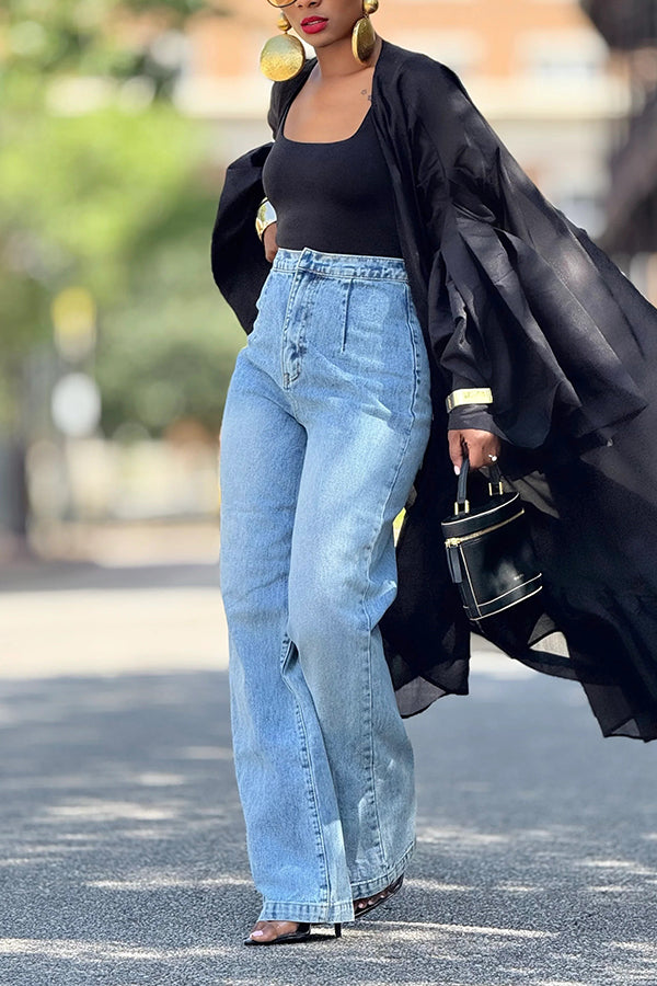 Stylish Ballon Sleeve High-low Hem Top