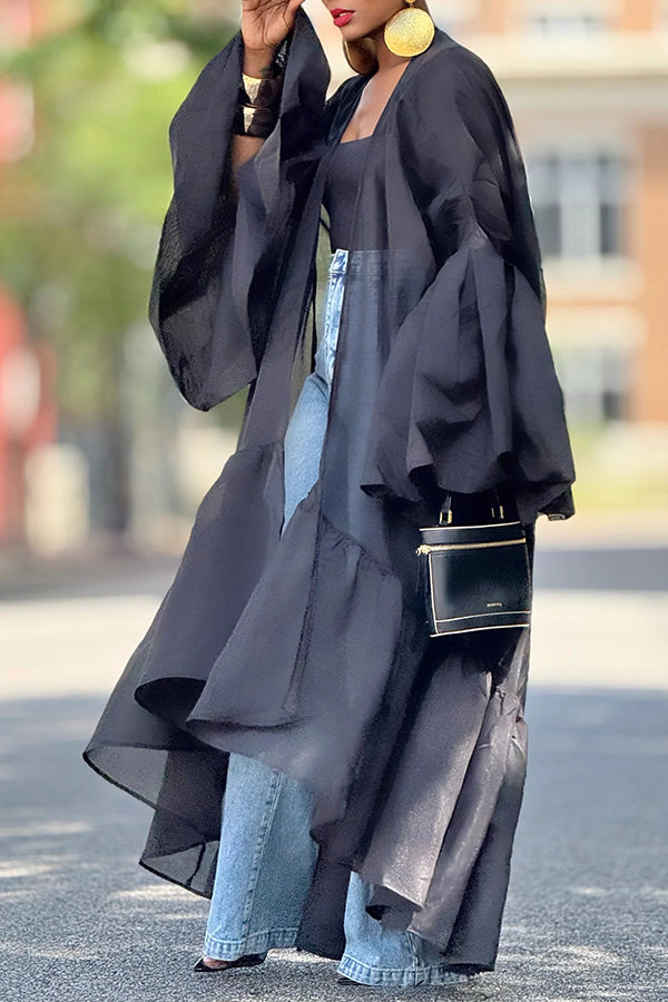 Stylish Ballon Sleeve High-low Hem Top