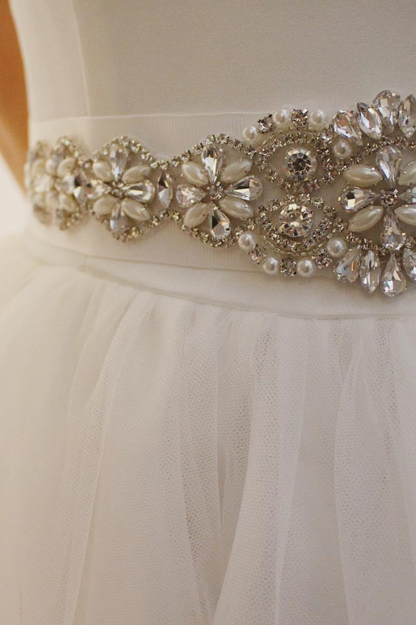 handmade Bridal Wedding Rhinestone Pearl Belt