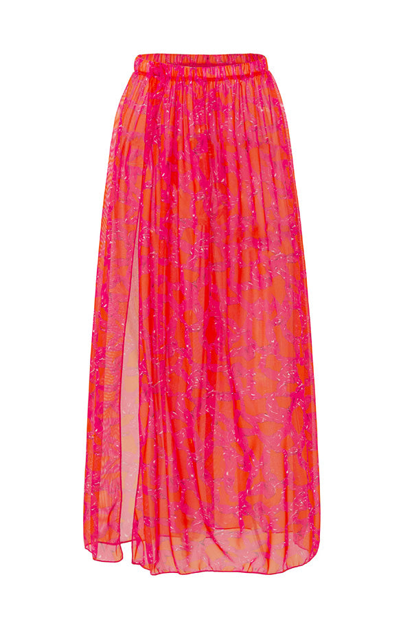 Allover Print Flutter Top & Skirt Three-piece Set