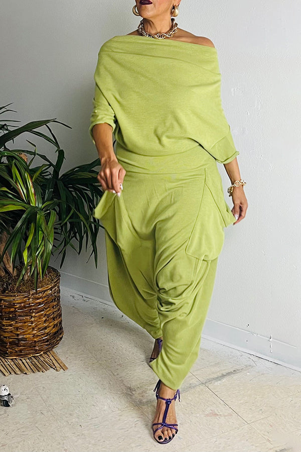 Casual Draped Off Shoulder Jumpsuit
