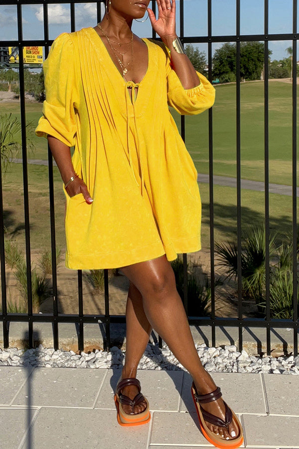 Loose Tie-front Pleated Wide Leg Romper