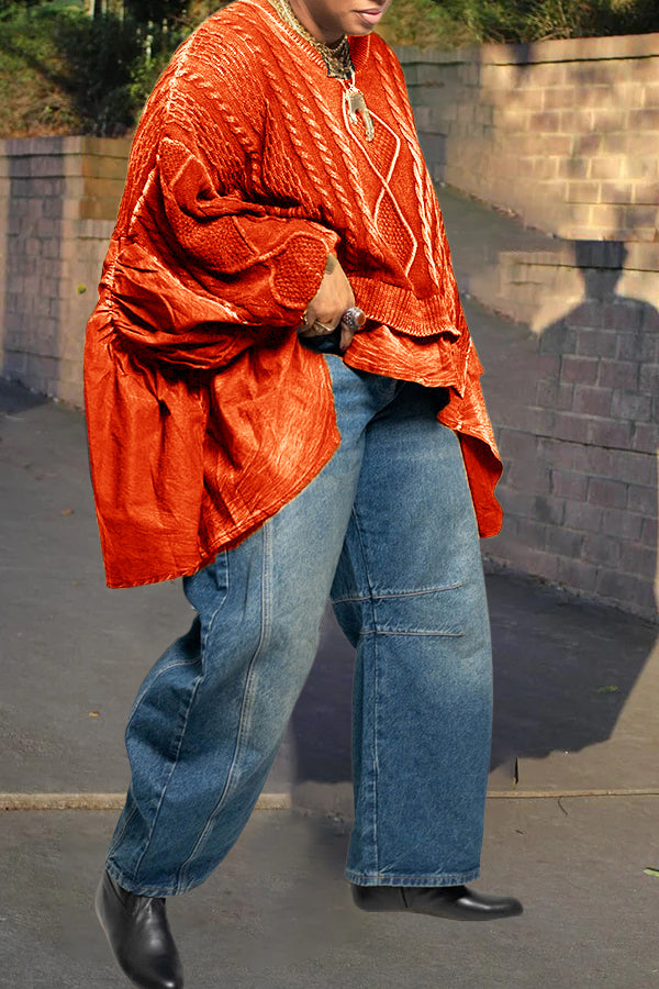 Casual Loose Twist Patchwork Sweater