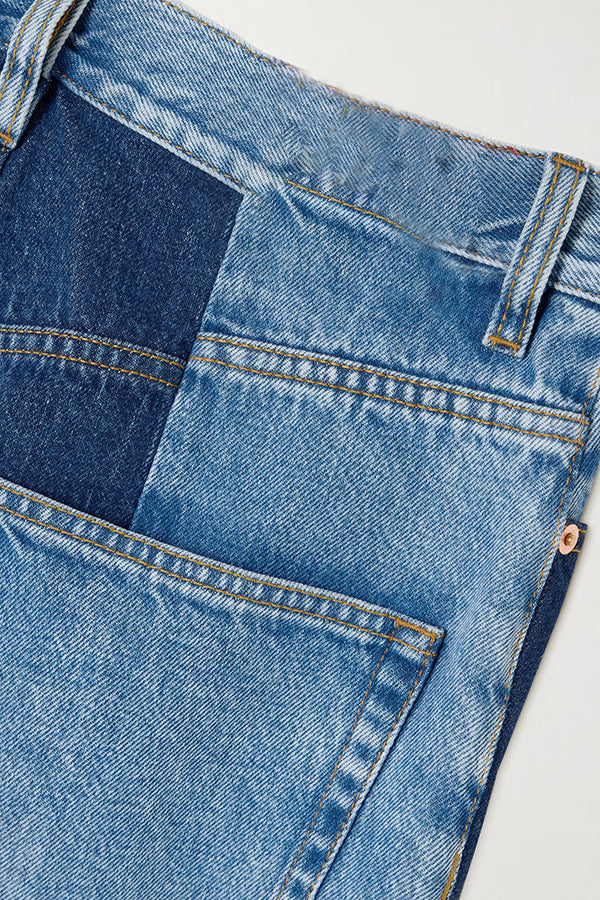 Casual Boyfriend Style Tone On Tone Patchwork Jeans