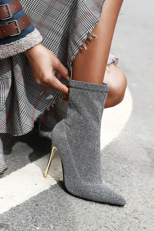 Stylish Chic Glitter Stiletto Pointed Boots