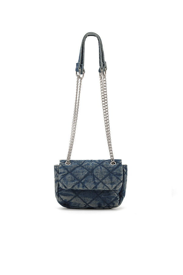 Denim Chanel Style Diamond Chain Bag