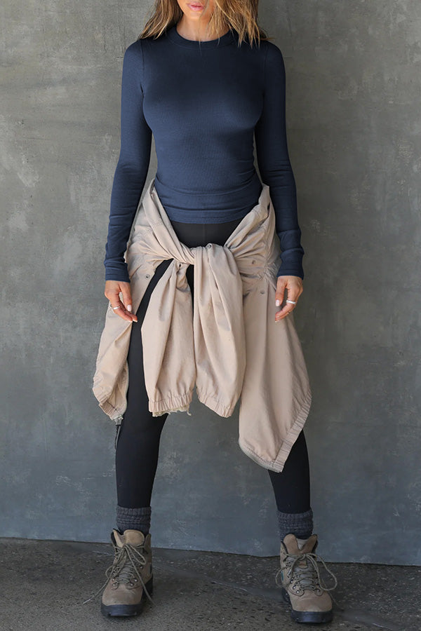 Casual Round Neck Long-sleeved T-shirt