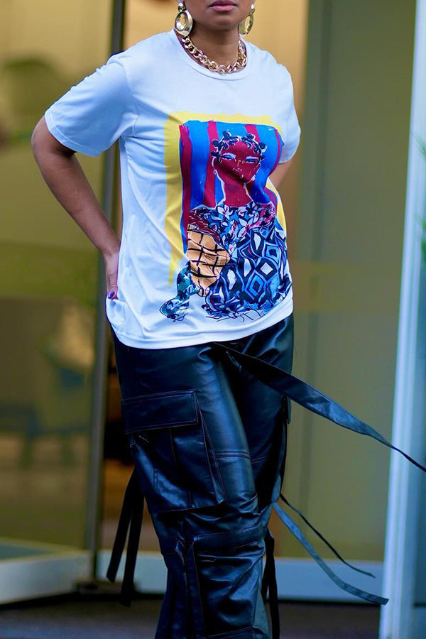 Casual Round Neck Figure Graphic T-shirt