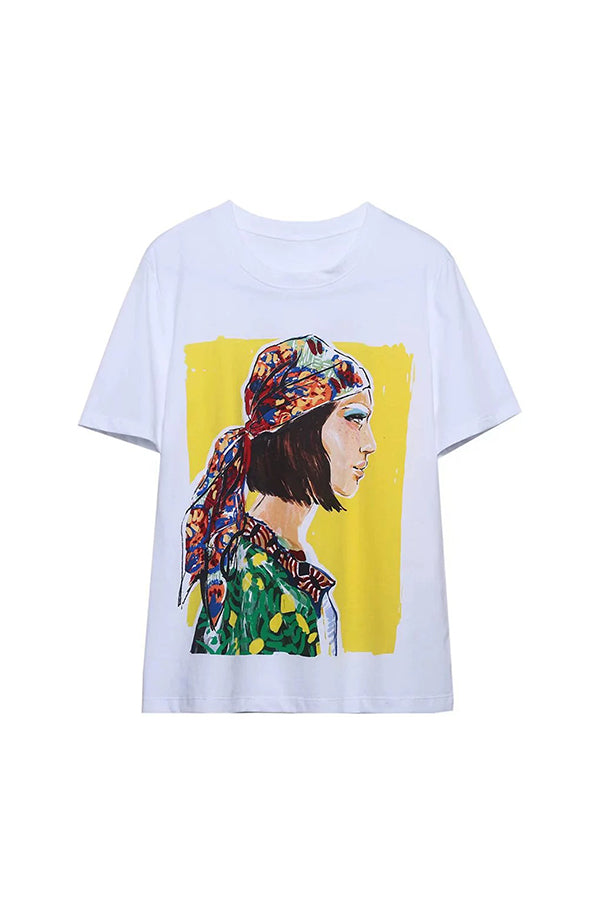 Casual Round Neck Figure Graphic T-shirt