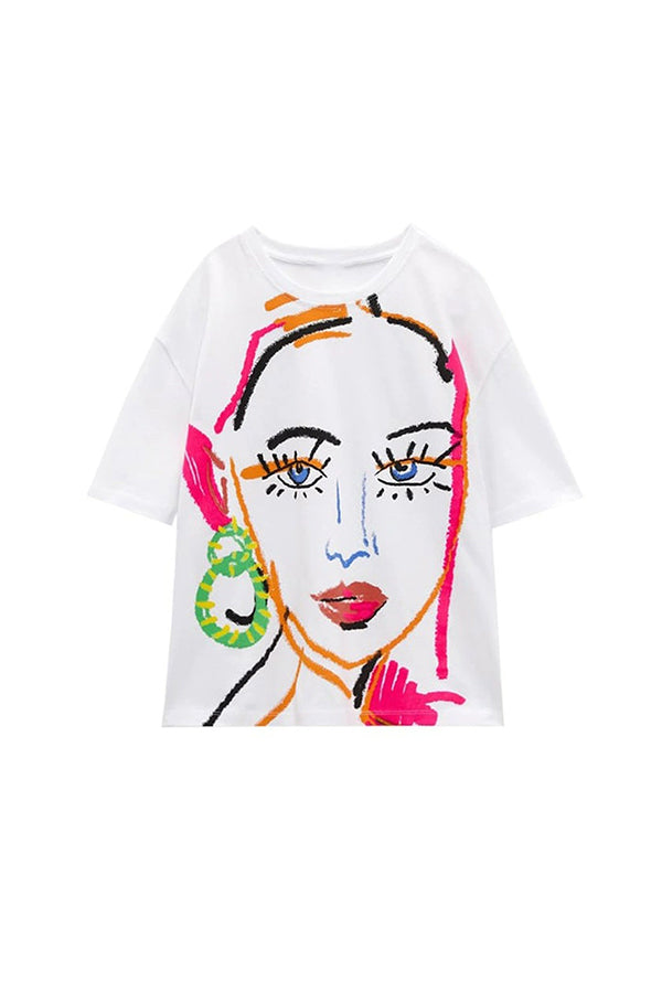 Casual Round Neck Figure Graphic T-shirt
