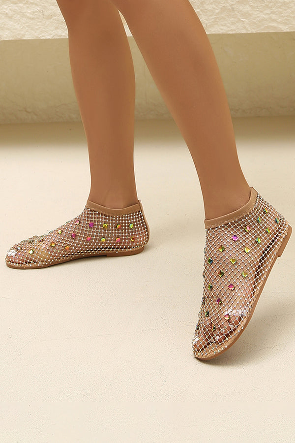 Colorful Diamond Fishnet Flat Sandals
