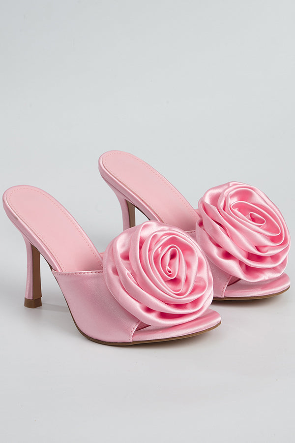 Elegant Solid Color Flower High Heels