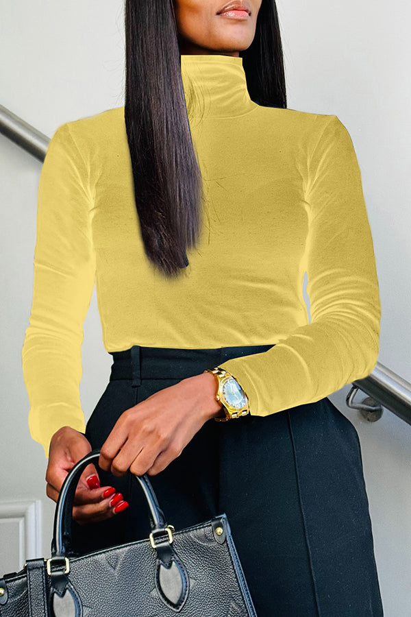 Basic Solid High Collar Bottoming Shirt