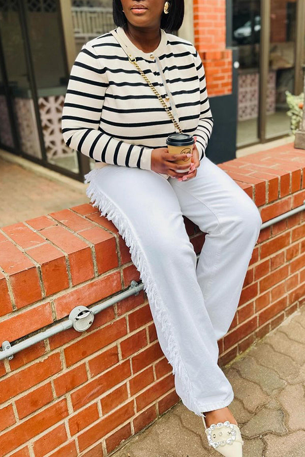 Versatile Striped Long Sleeve Cardigan