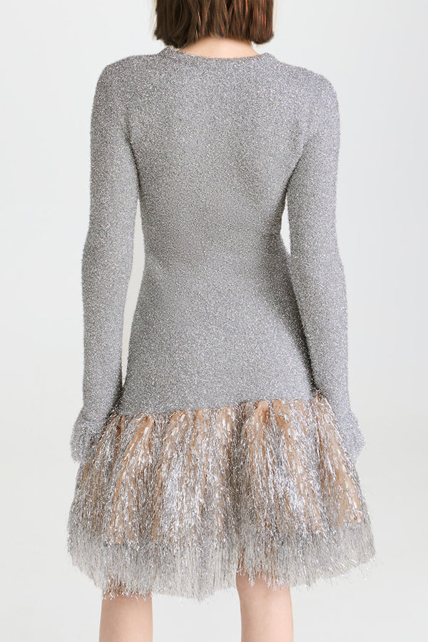 Elegant Composite Double Layered Fringed Dress