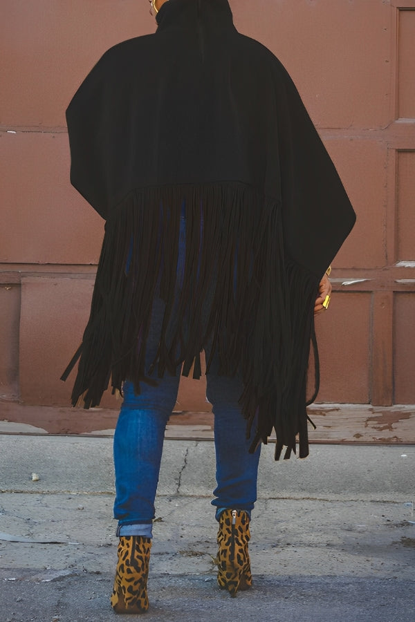 Stylish Solid Long Sleeve Tassel Top