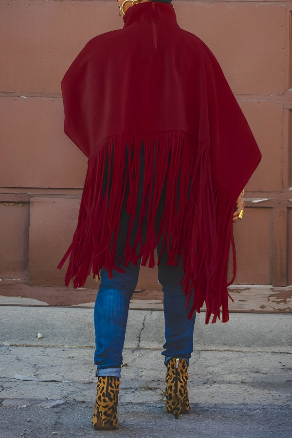 Stylish Solid Long Sleeve Tassel Top