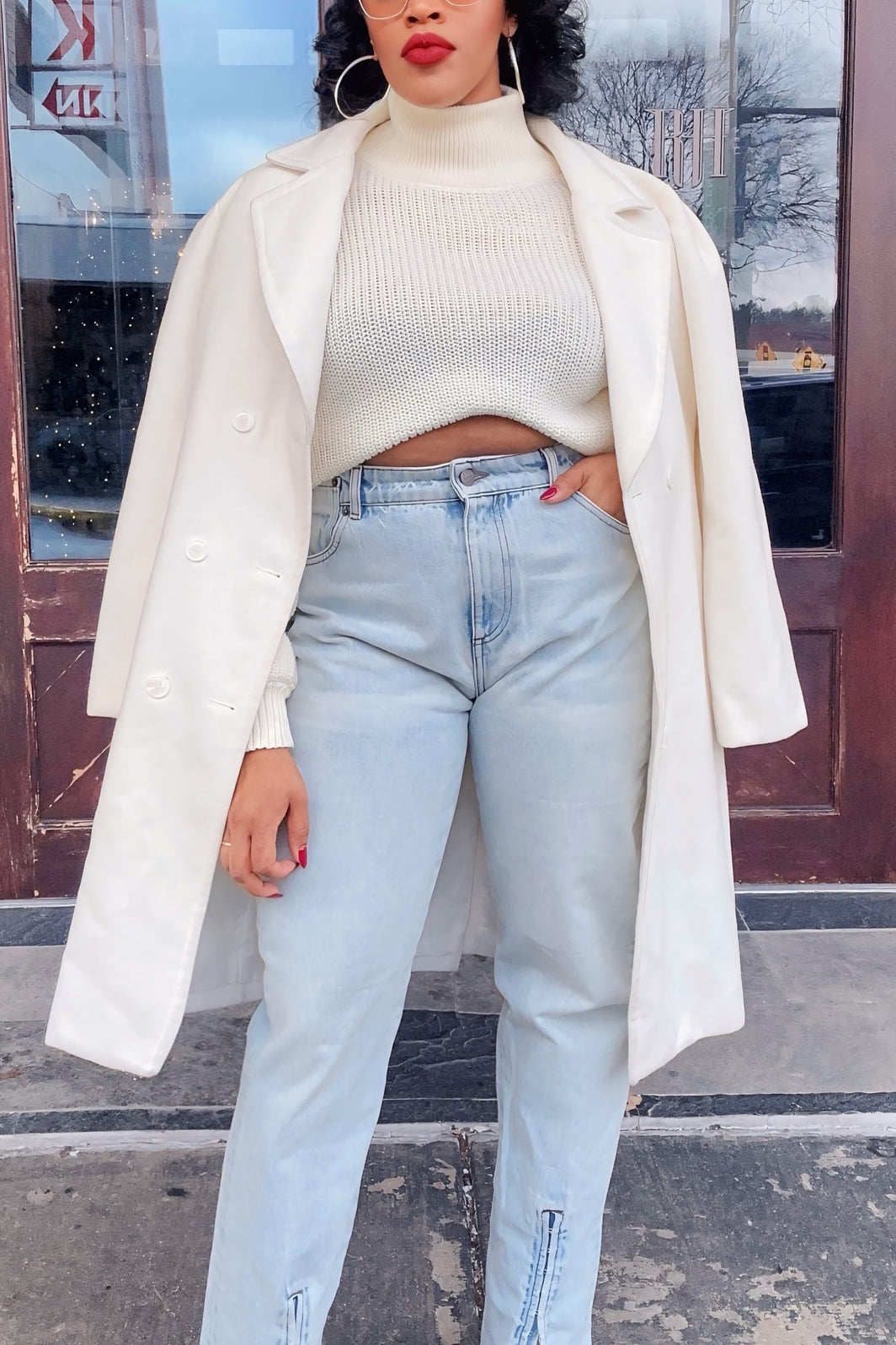 Stylish Slit Bleached Bootcut Wide Leg Jeans