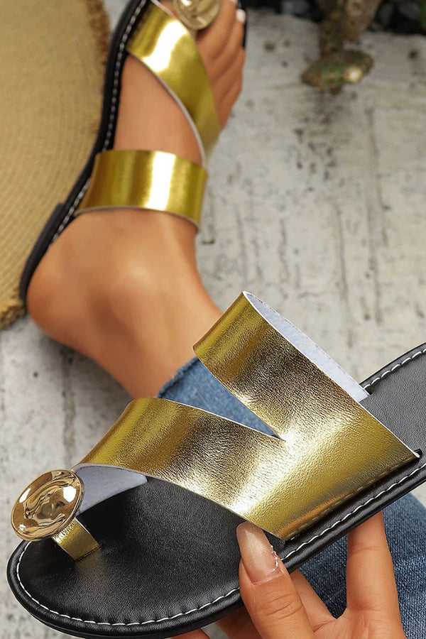 Fashionable Metallic Soft Soled Beach Sandals