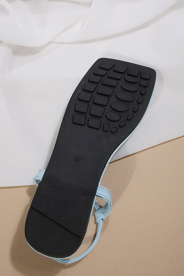 Casual Flat Square Toe Beaded Sandals