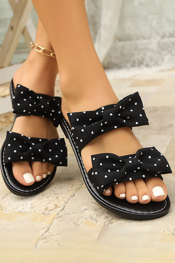 Fashion Bow Solid Flat Slippers