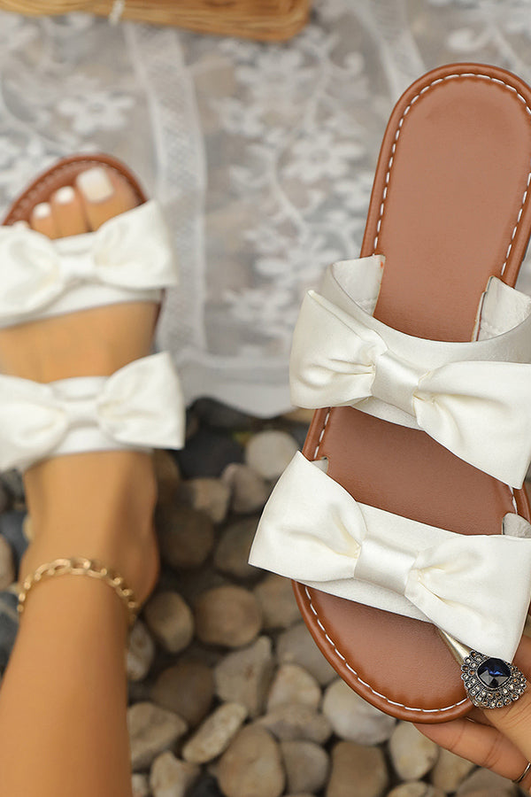 Fashion Bow Solid Flat Slippers
