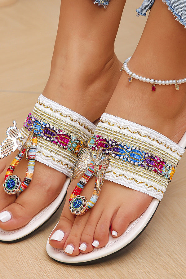Bohemian Rhinestone Thong Sandals