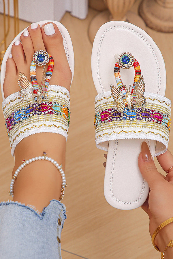 Bohemian Rhinestone Thong Sandals