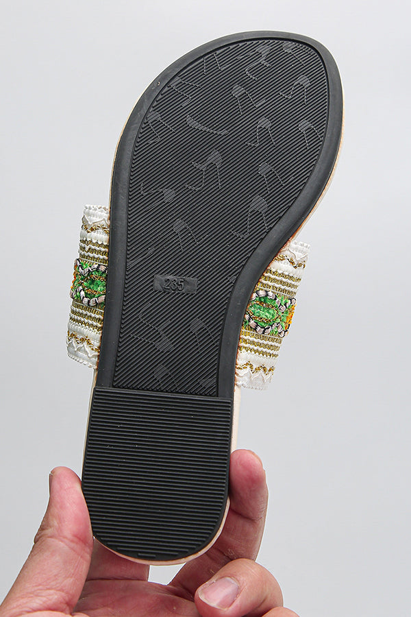 Bohemian Rhinestone Thong Sandals