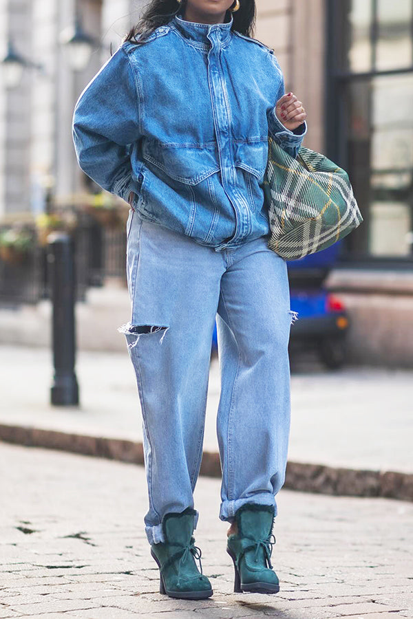 Street Side Ripped Straight Jeans