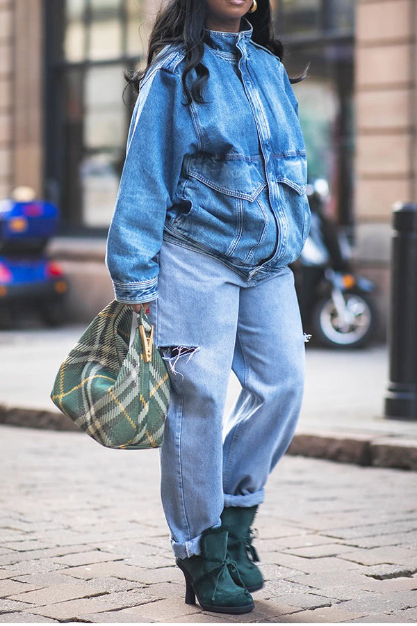 Street Side Ripped Straight Jeans