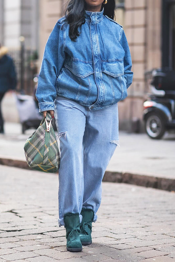 Street Side Ripped Straight Jeans