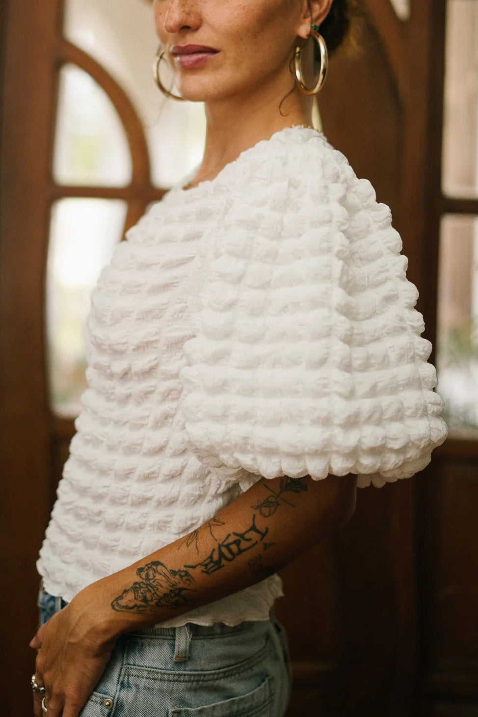 Fashion Bubble Block Texture Top