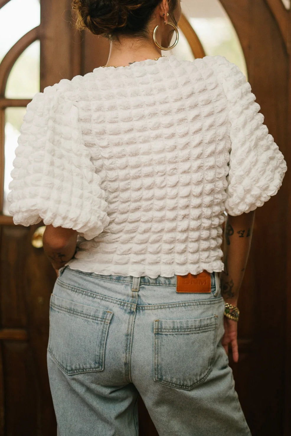 Fashion Bubble Block Texture Top