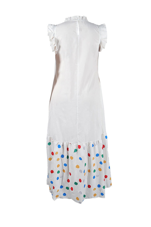 Holiday Ruffle Sleeve Patchwork Printed Dress*