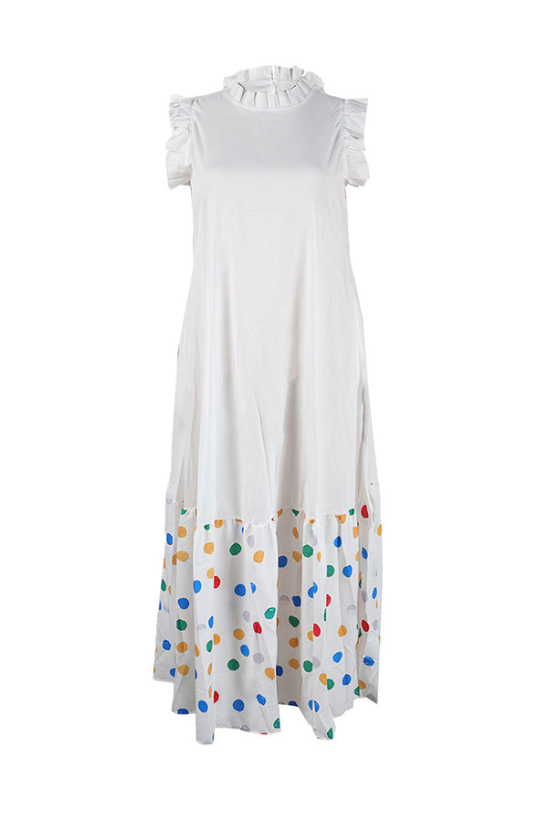 Holiday Ruffle Sleeve Patchwork Printed Dress*