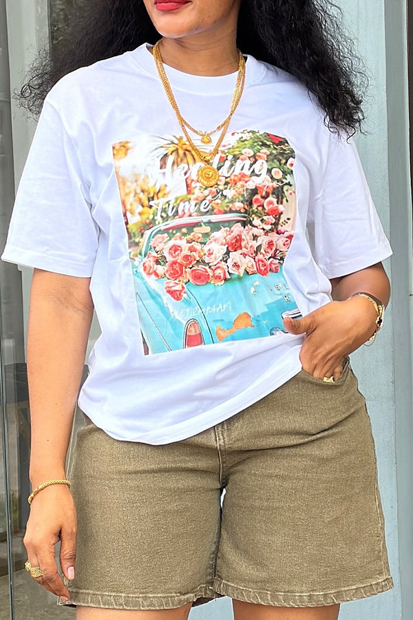 Fashionable Resort Printed Short-Sleeved T-shirt*