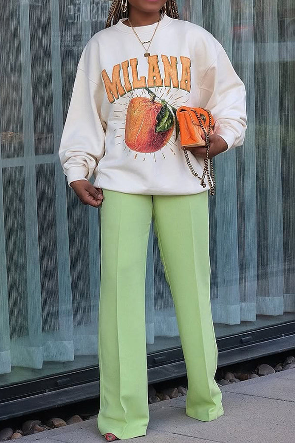 Casual Fruit Letters Printed Sweatshirt*