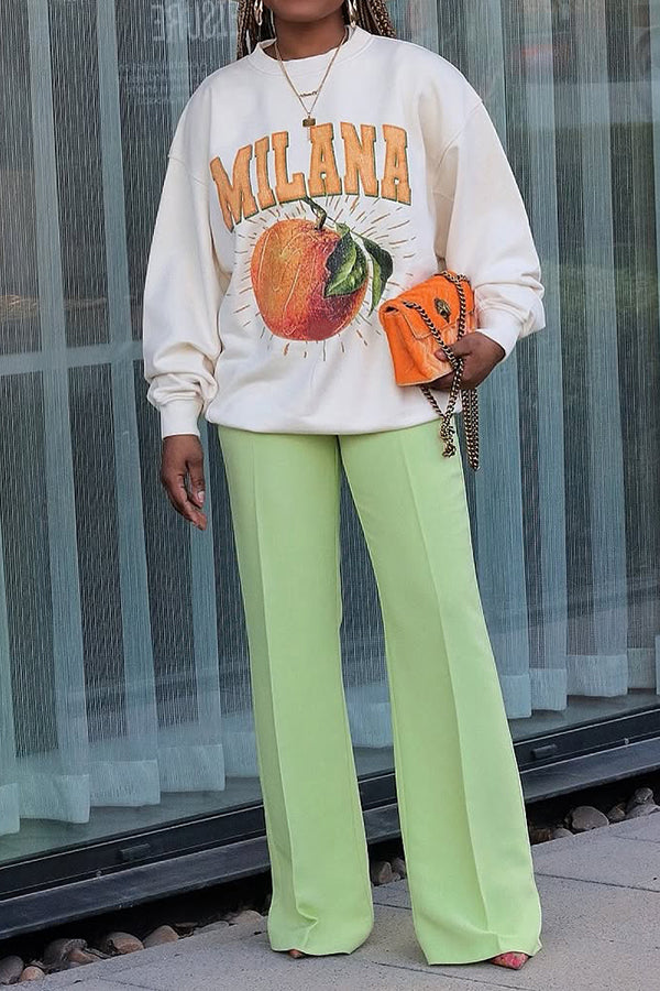 Casual Fruit Letters Printed Sweatshirt*
