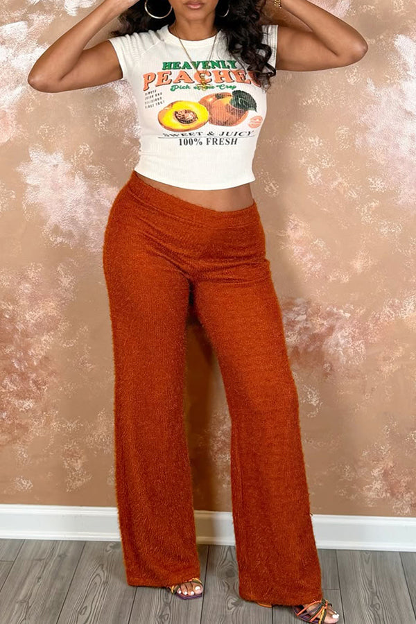 Casual Fruit Letter Print T-shirt*