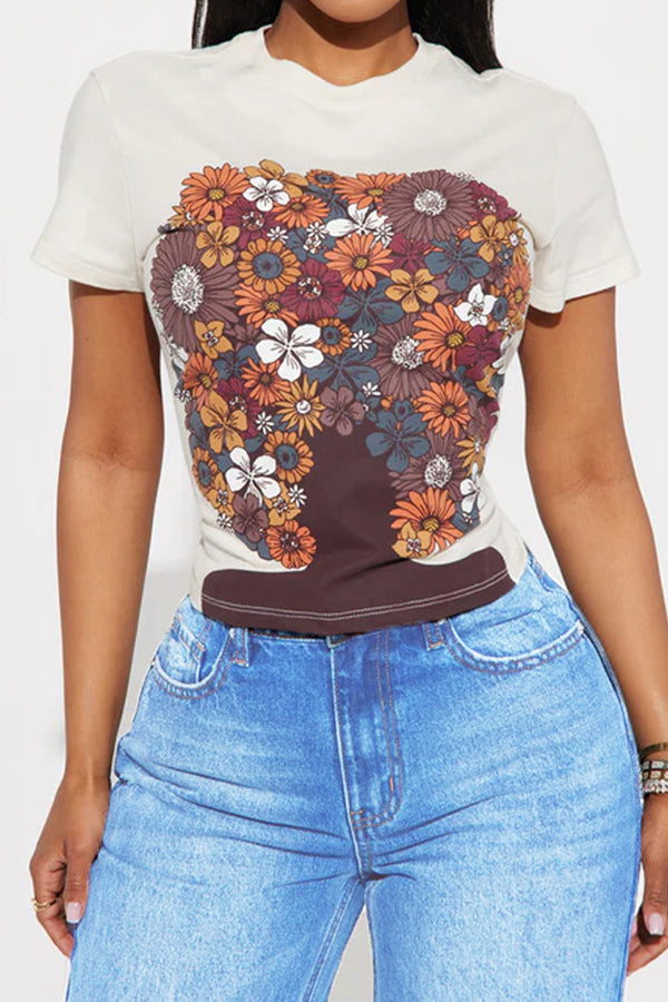 Fashionable Black Art Portrait Print T-shirt*