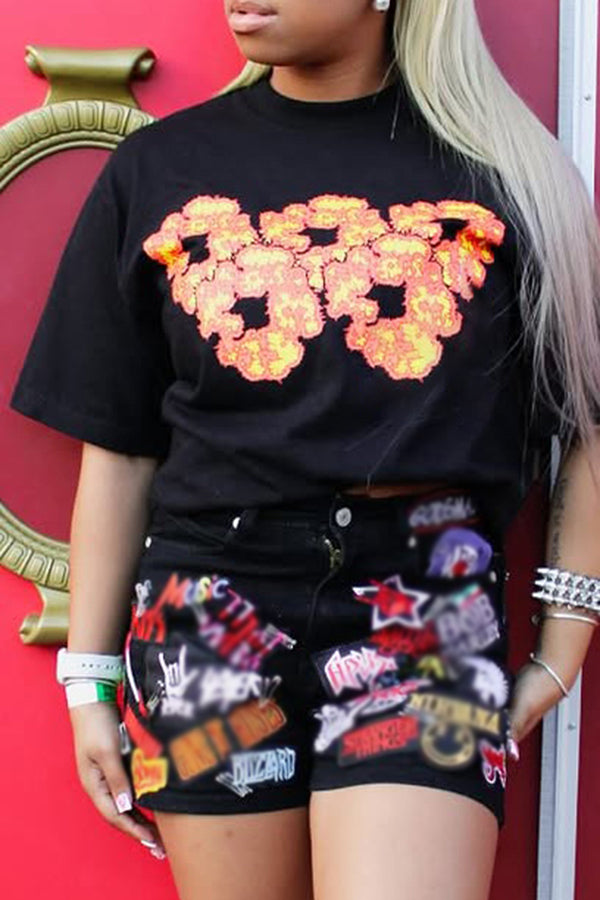 Fashion Kapok Flame Print T-shirt*