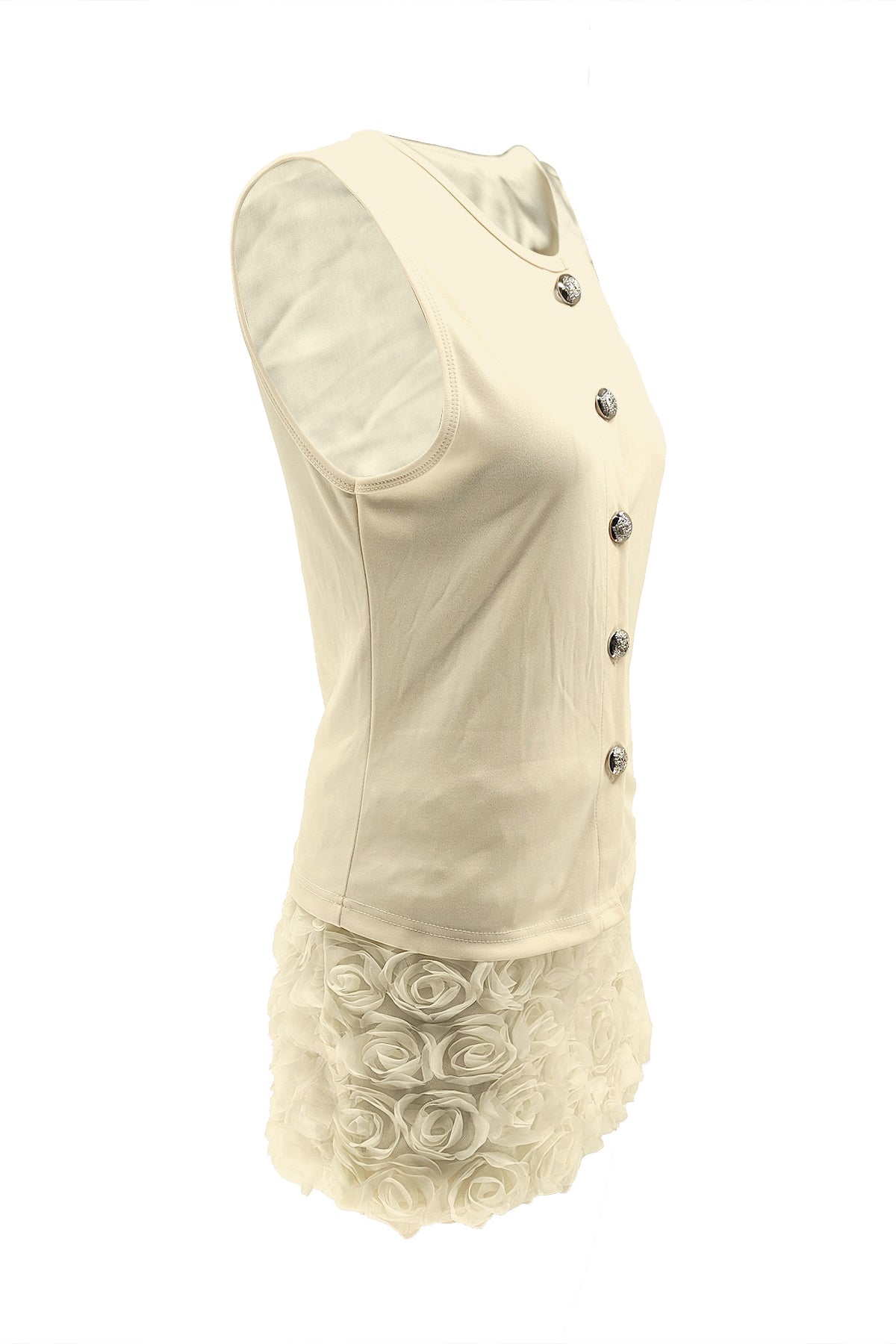 Chic Sleeveless Top & Three Dimensional Flower Hip Wrap Skirt Set*