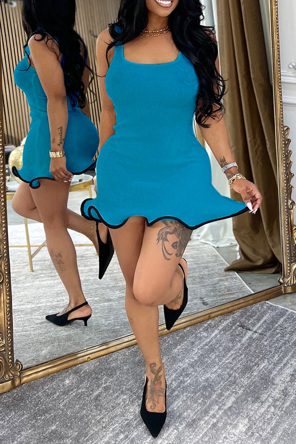 Fashion Sleeveless Wavy Curled Fitted Tank Dress*