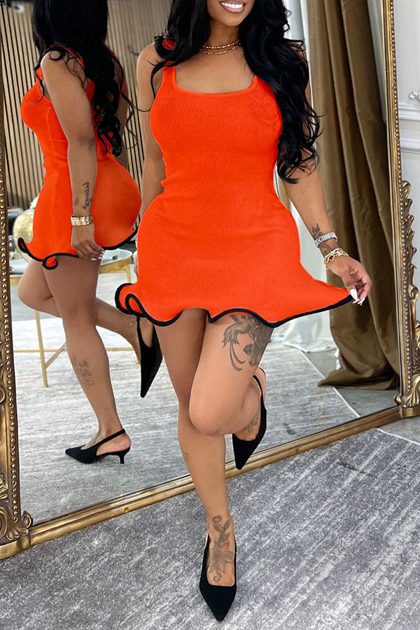 Fashion Sleeveless Wavy Curled Fitted Tank Dress*